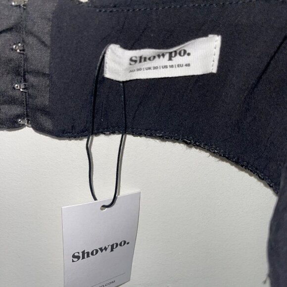 Showpo Adelaide Two Piece Wide Leg Pant And Crop Top Set Size 16 Black New - Picture 3 of 15